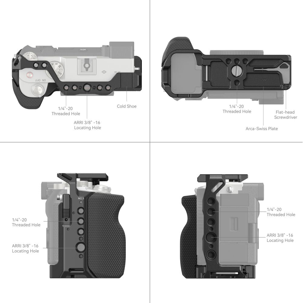 SmallRig 3212B Cage – für Sony Alpha 7C – Aluminium, Schwarz – 140 × 90,5 × 65,5 mm