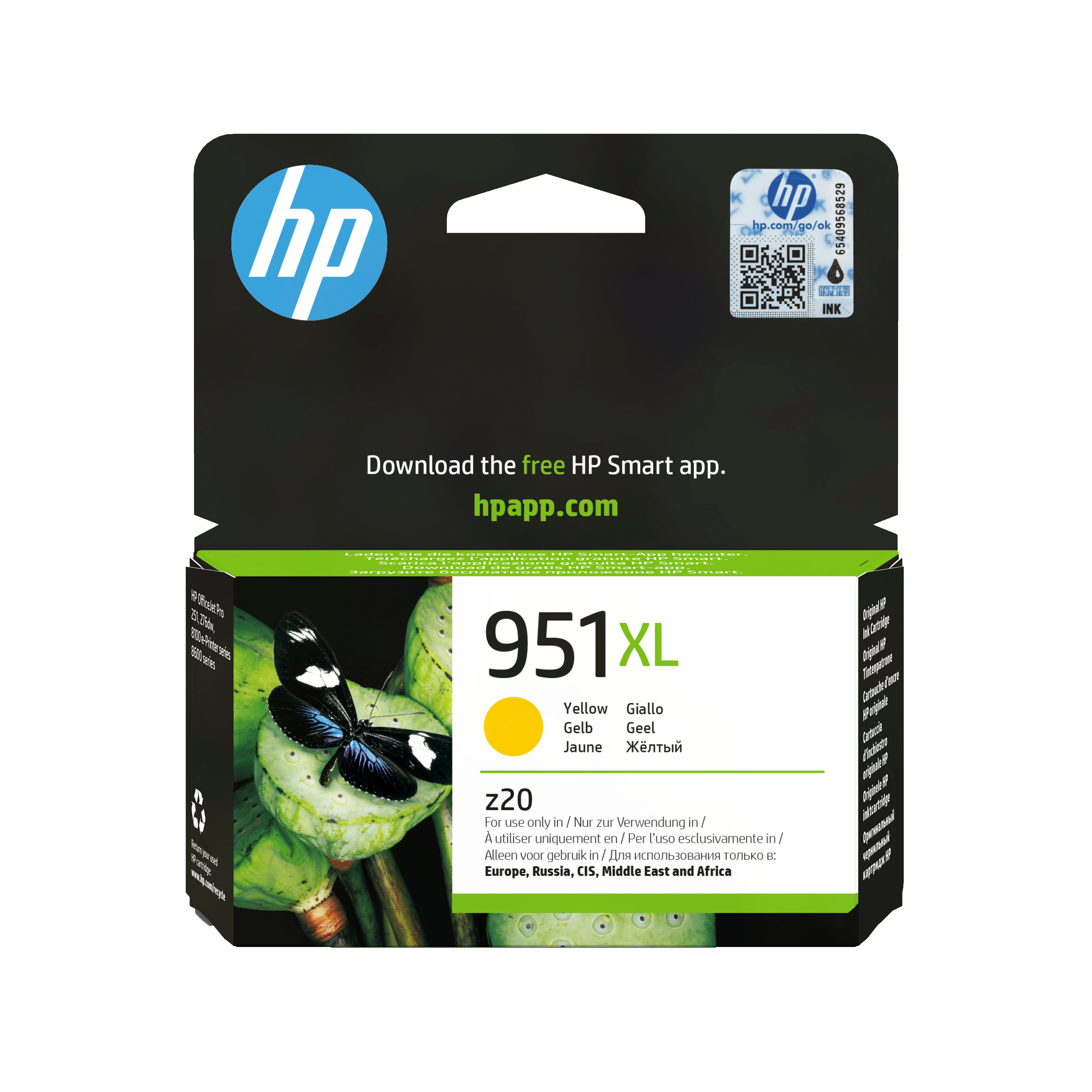 HP 951XL Gelbe Tintenpatrone (Original) – 1'500 Seiten – für HP OfficeJet Pro 276/8100/8600 … – CN048AE