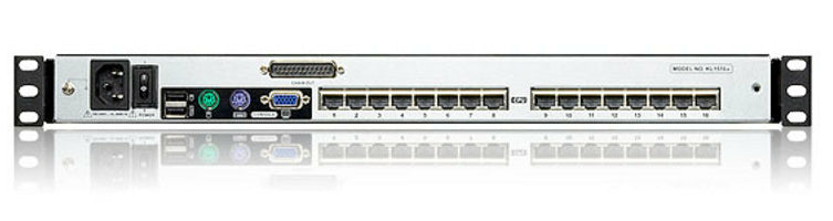 ATEN KL1516AM – KVM-Switch – 19" Rack, 1U, 17" LCD, 16× Ports, VGA, US-Layout, Schwarz