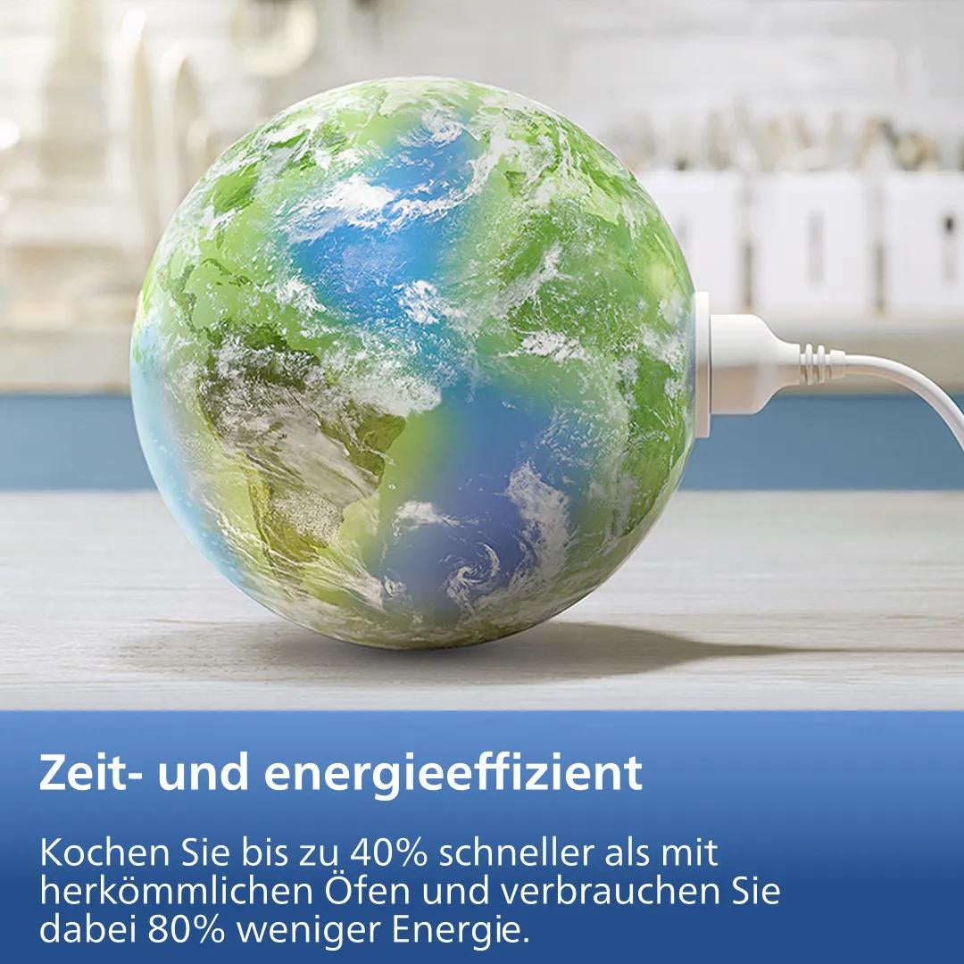 Philips Heissluftfritteuse NA555/00 – 9 l, Doppelkorb & Rapid Air, 2750 W – silber