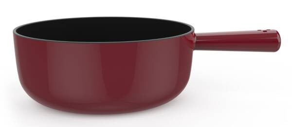 Stöckli Caquelon Classic – Ø 20 cm, Gusseisen, für Fondue Bourguignonne, Induktion, Rot