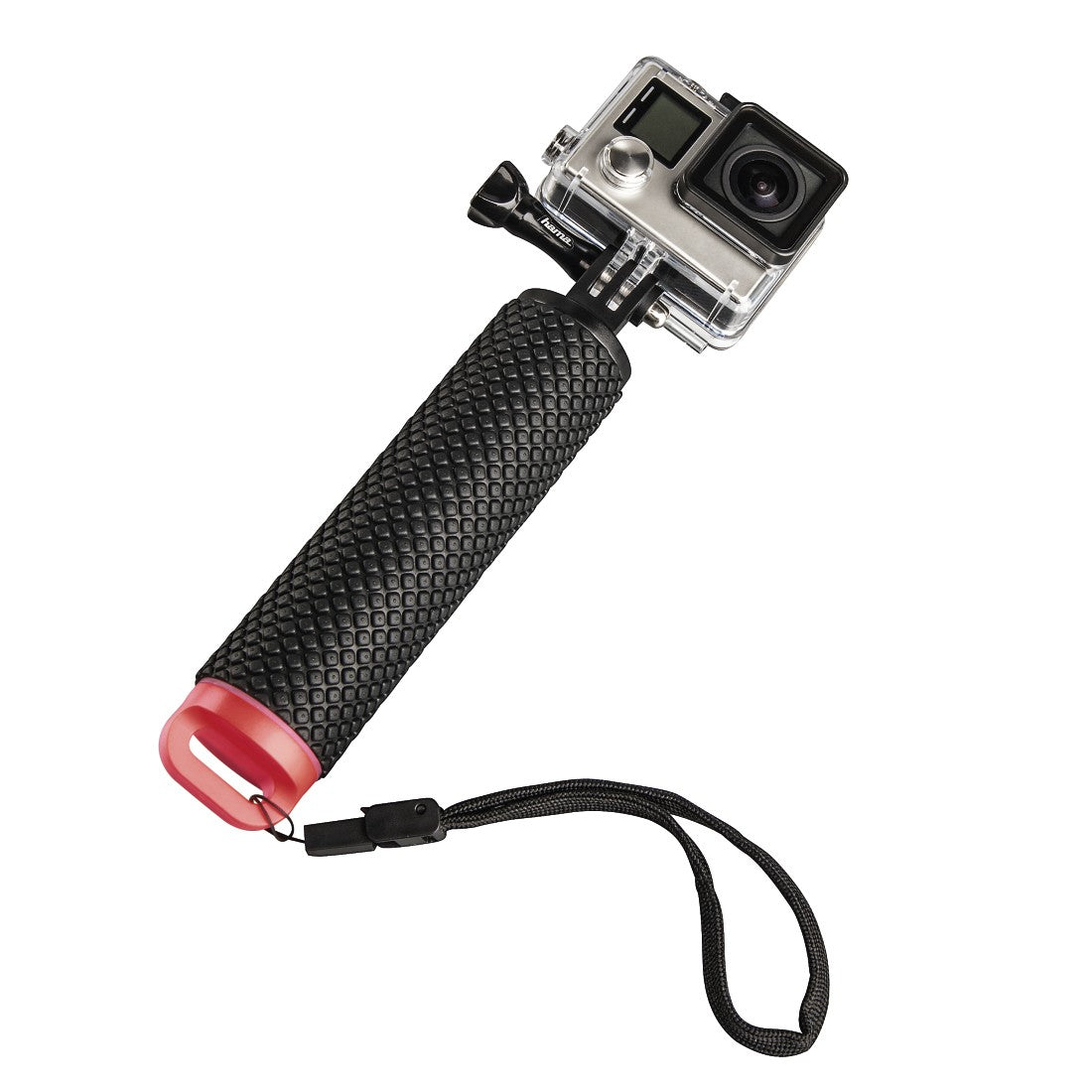 Hama 00004458 Schwimmgriff – 1/4"-Gewinde, mit Trageschlaufe – für GoPro, ActionCam – Schwarz