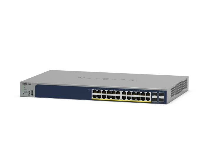 NETGEAR GS728TPP – Managed Switch – 24×GbE, 4×SFP, L2/L3, PoE+ 380 W, 19" Rack