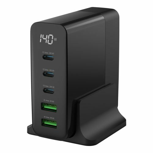 Ansmann DC5140PD Netzteil – 140 W, 1× USB-C + 4× USB-A, GaN