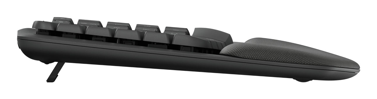 Logitech Wave Keys Ergonomisch – Tastatur, Kabellos (Bluetooth/2,4 GHz), US-Layout (EN), Ergonomisch, Grau