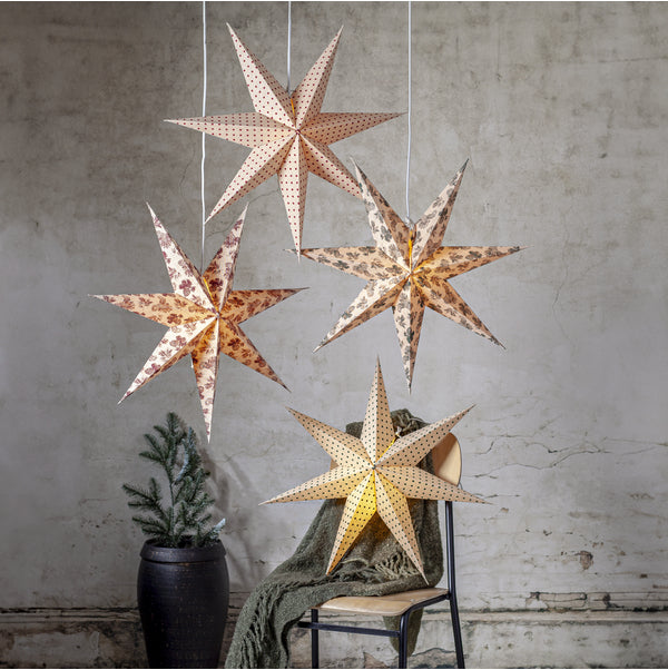 Star Trading Deckenleuchte Papierstern – 60 × 16 × 60 cm, 25 W, Warmweiss, Papier, exkl. E14, Beige