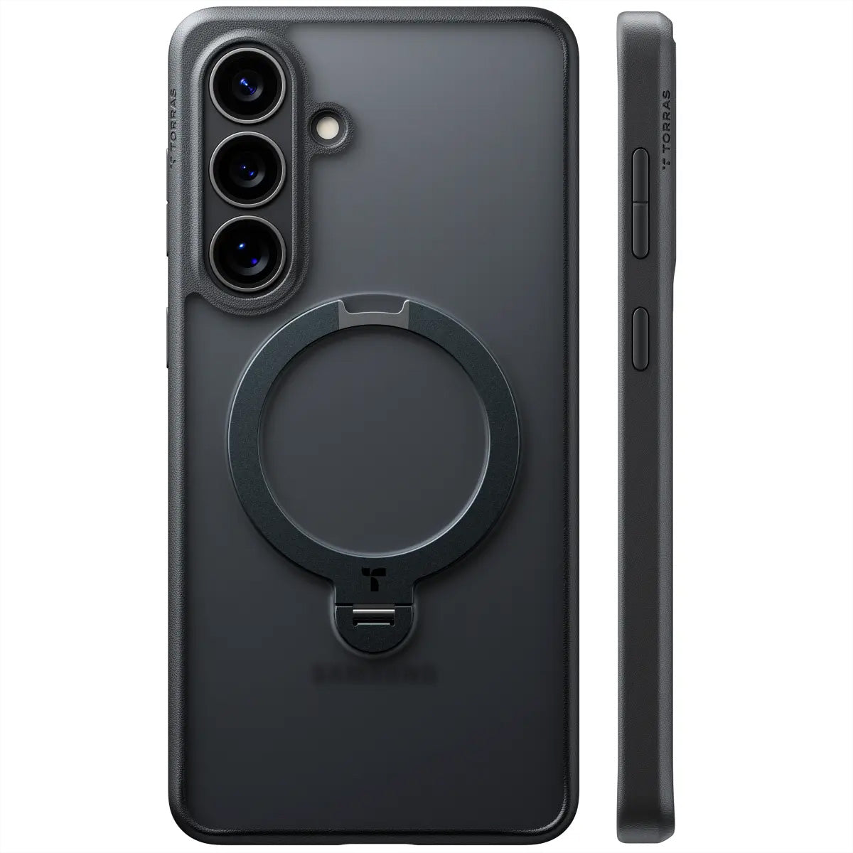 Torras Ostand 360° Spin Backcover – für Samsung Galaxy S26, mit Ständer, PC+TPU, Schwarz, 360° Ringhalter