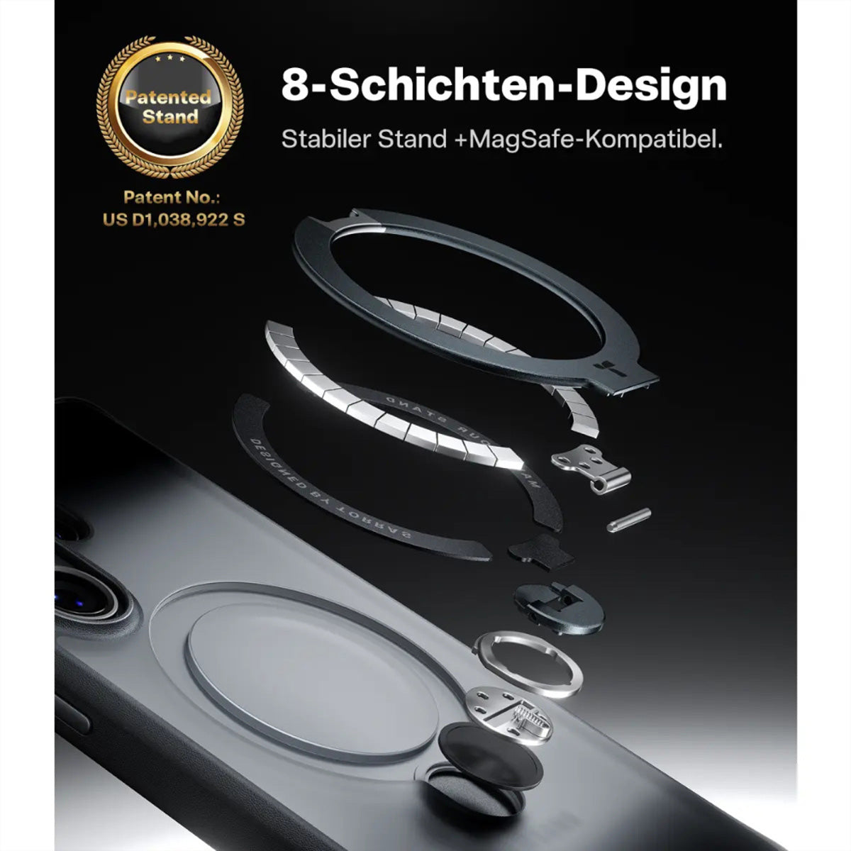 Torras Ostand 360° Spin – Backcover – für Samsung Galaxy S26 Ultra, mit Ständer, Kunststoff, schwarz