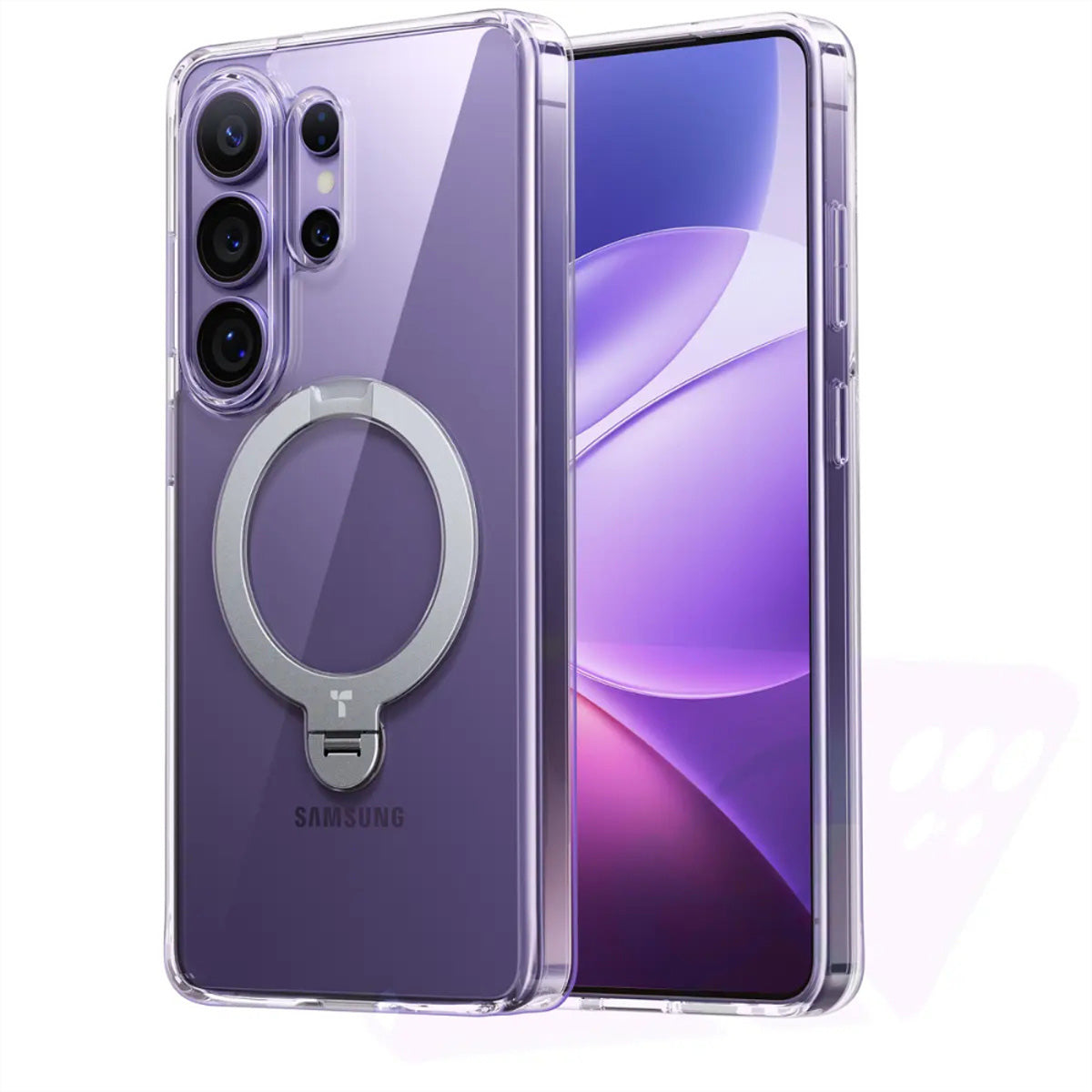 Torras Ostand 360° Spin Backcover – für Samsung Galaxy S26 Ultra, mit Ständer, Kunststoff, Transparent
