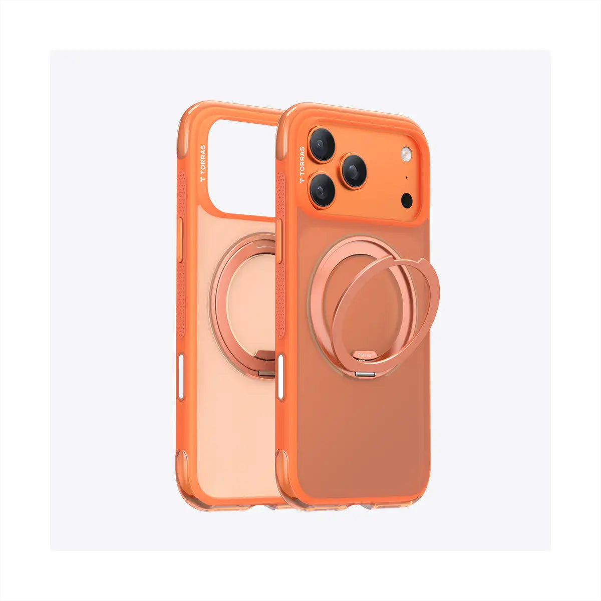 Torras Ostand R Air Backcover – für Apple iPhone 17 Pro Max, MagSafe, mit Ständer, PC+TPU, Orange