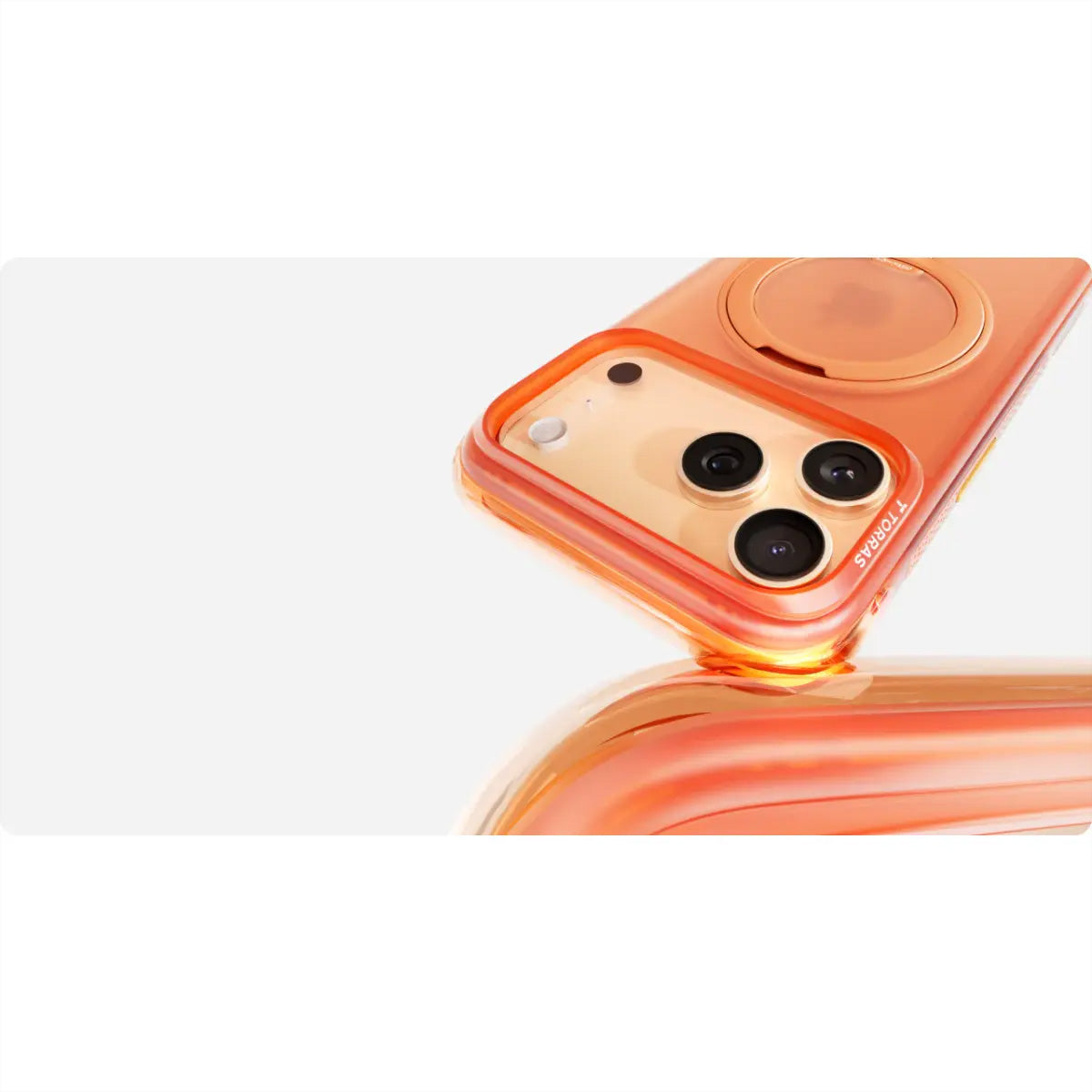 Torras Ostand R Air Backcover – für Apple iPhone 17 Pro Max, MagSafe, mit Ständer, PC+TPU, Orange