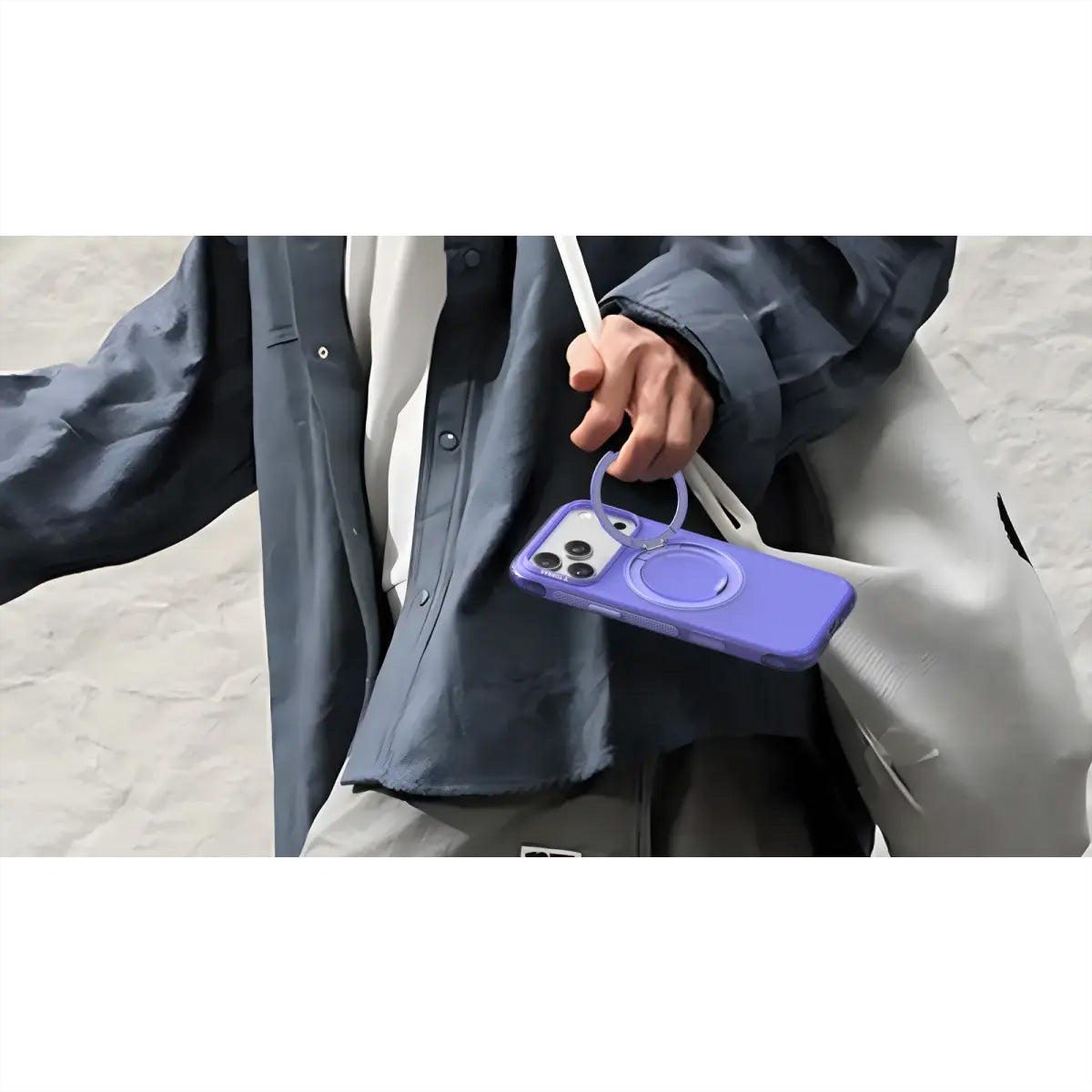 Torras Ostand R Air Backcover – für Apple iPhone 17 Pro Max, MagSafe, mit Ständer, PC+TPU, Lila