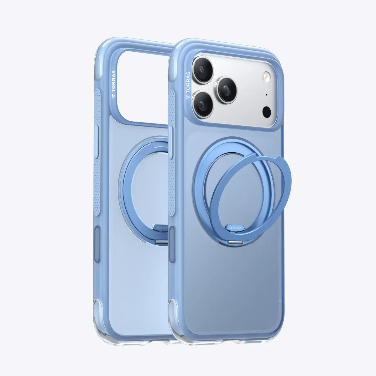 Torras Ostand R Air – Backcover – für Apple iPhone 17 Pro Max, MagSafe, mit Ständer, PC+TPU, Blau