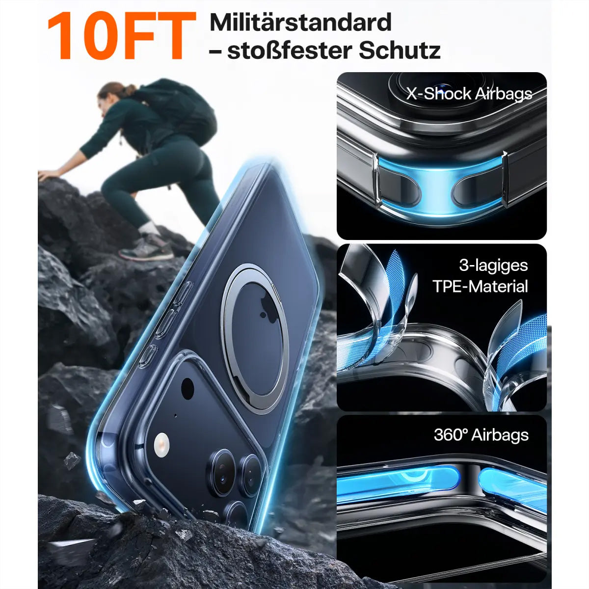 Torras UPRO Ostand Pro Ladeständer – MagSafe-kompatibel – für iPhone 17 Pro – Transparent