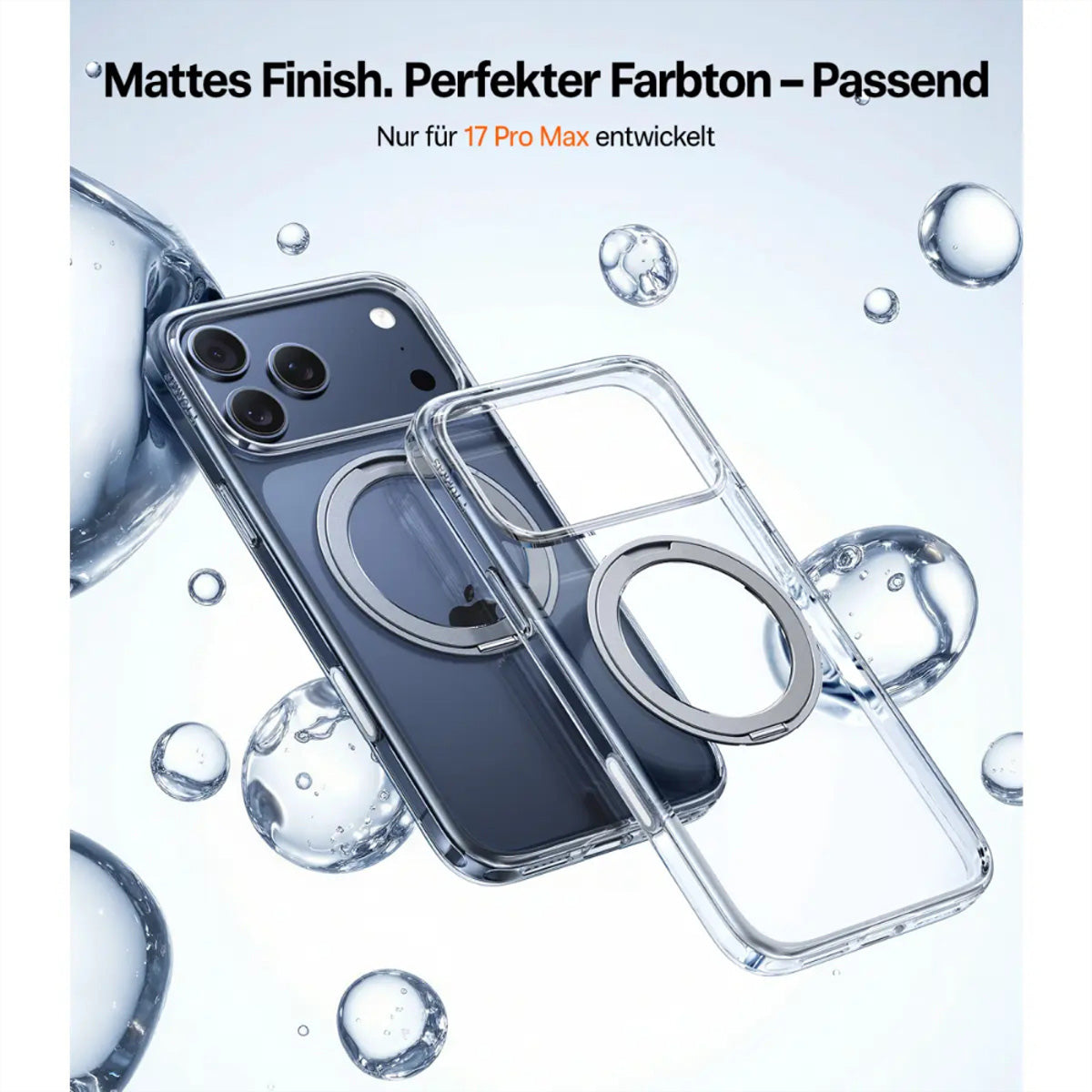 Torras Upro Ostand Backcover – für Apple iPhone 17 Pro Max, MagSafe, mit Ständer, Kunststoff, Transparent