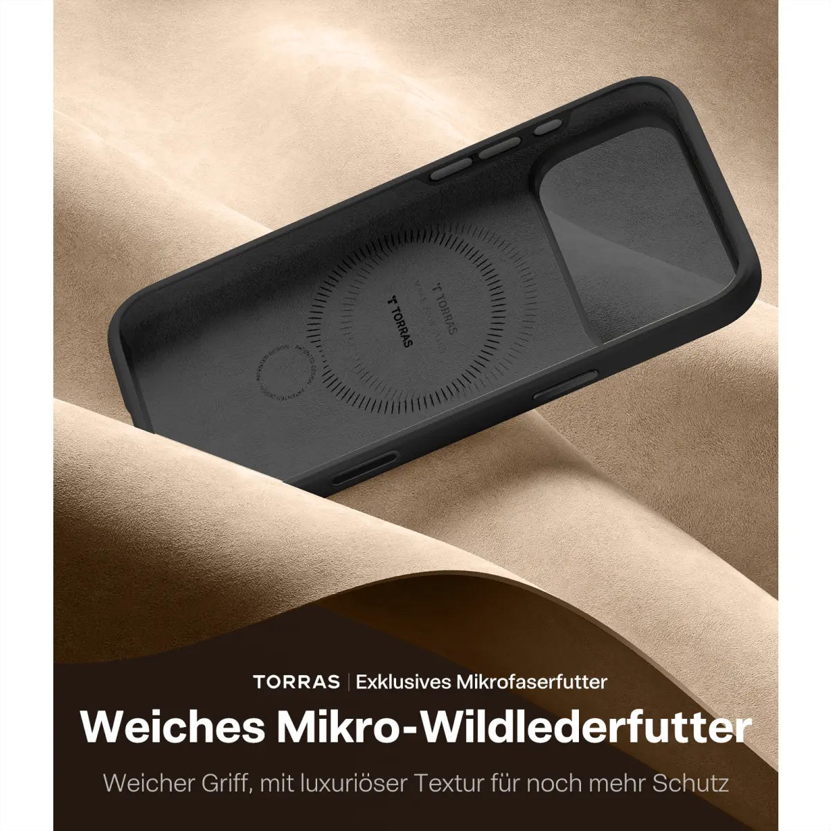 Torras Ostand Spin Softune Backcover – für Apple iPhone 17 Pro Max, MagSafe, mit Ständer, TPU, schwarz