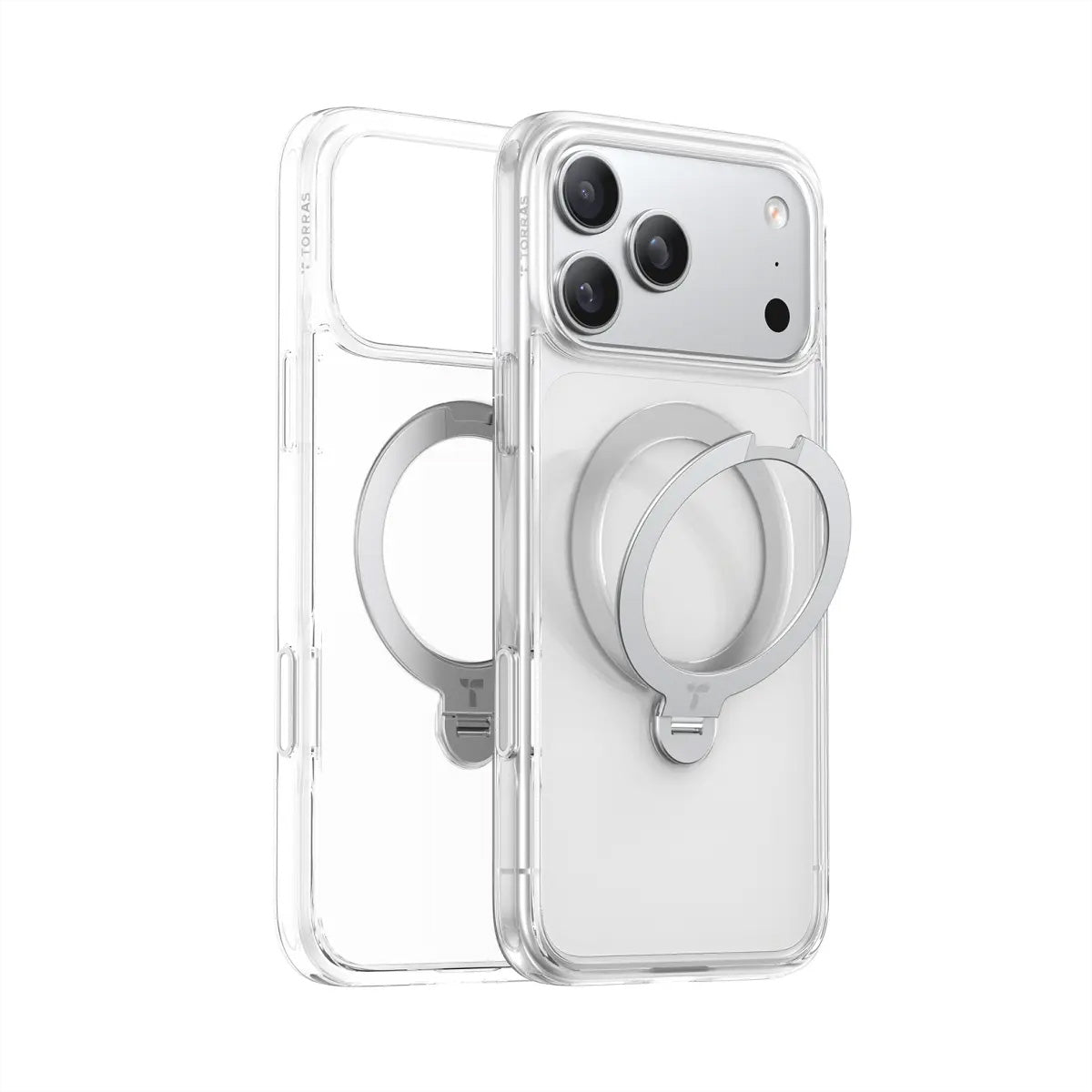 Torras Ostand 360 Backcover – für Apple iPhone 17 Pro Max, MagSafe, mit Ständer, PC+TPU, Transparent