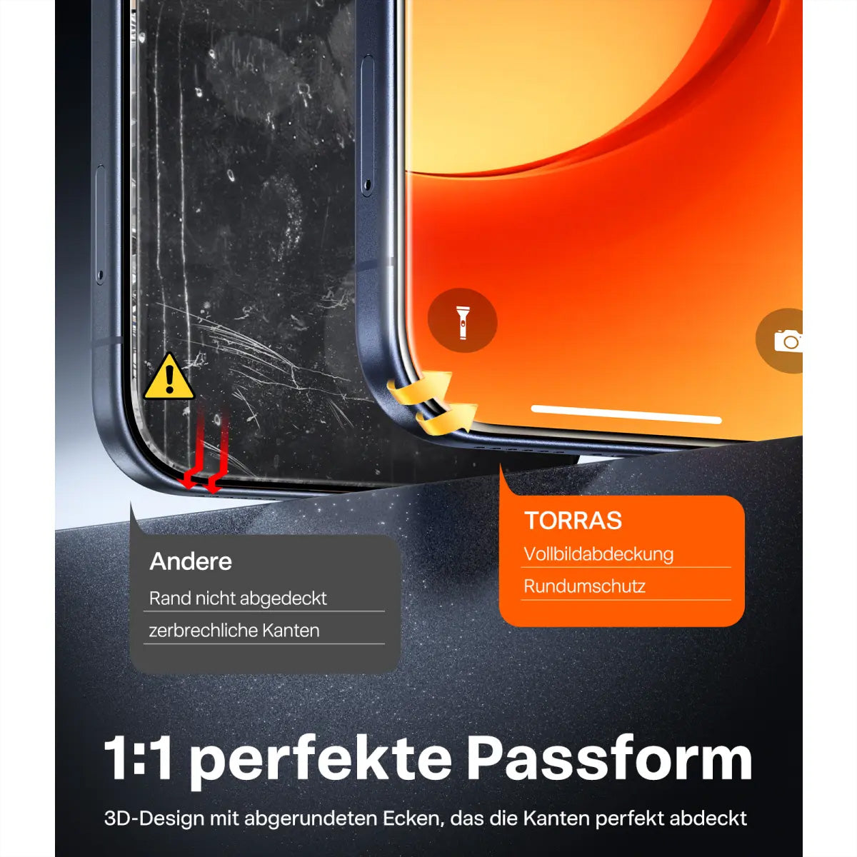 Torras Displayschutz (Panzerglas), 9H – für iPhone 17 Pro – mit Applikator