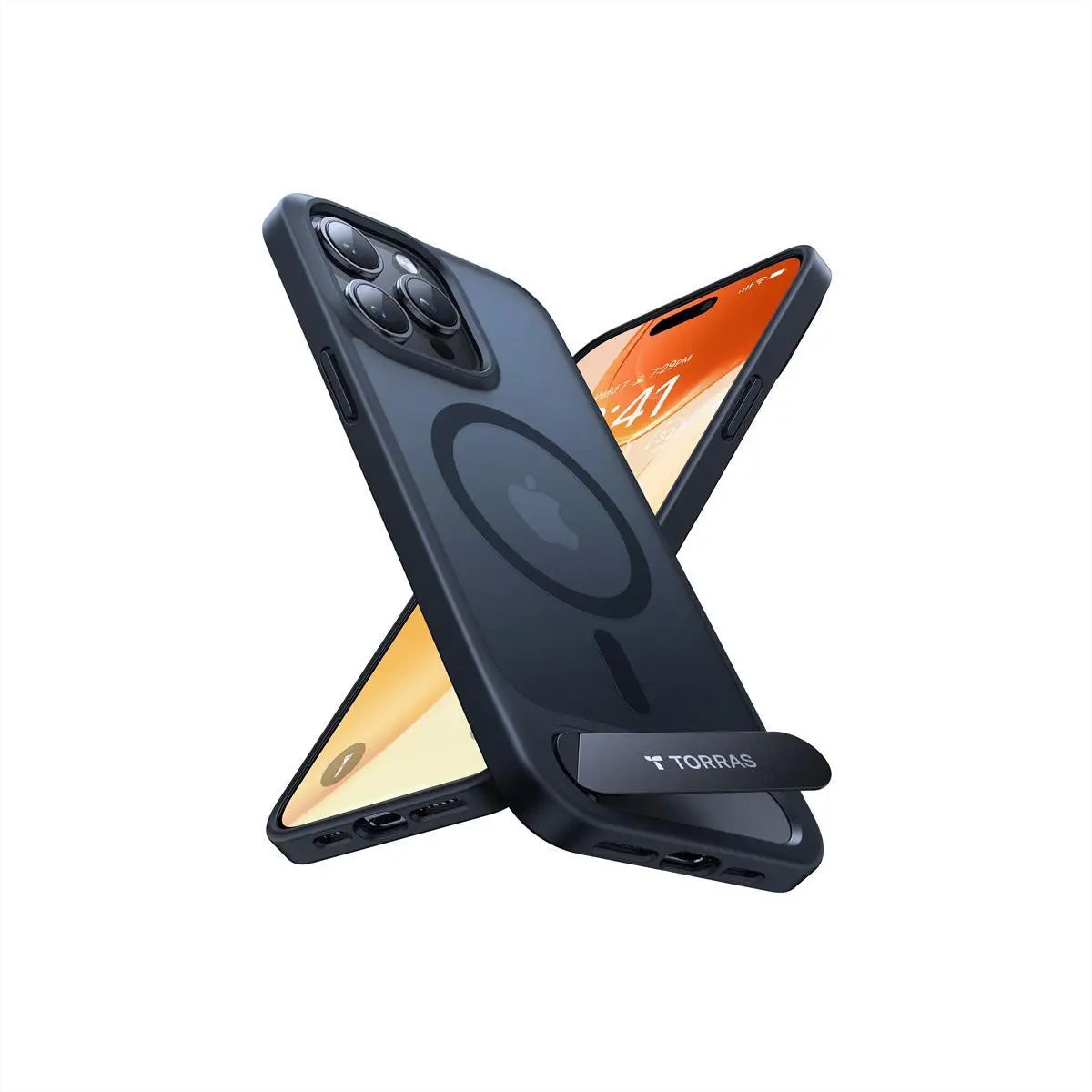 Torras UPRO Backcover – für Apple iPhone 15 Pro Max, mit Ständer, Kunststoff, Schwarz