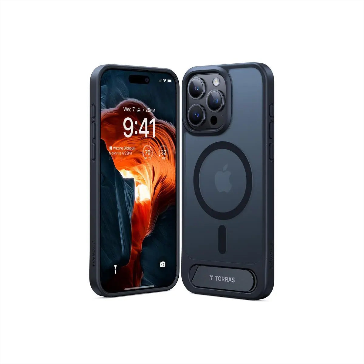 Torras UPRO Backcover – für Apple iPhone 15 Pro Max, mit Ständer, Kunststoff, Schwarz