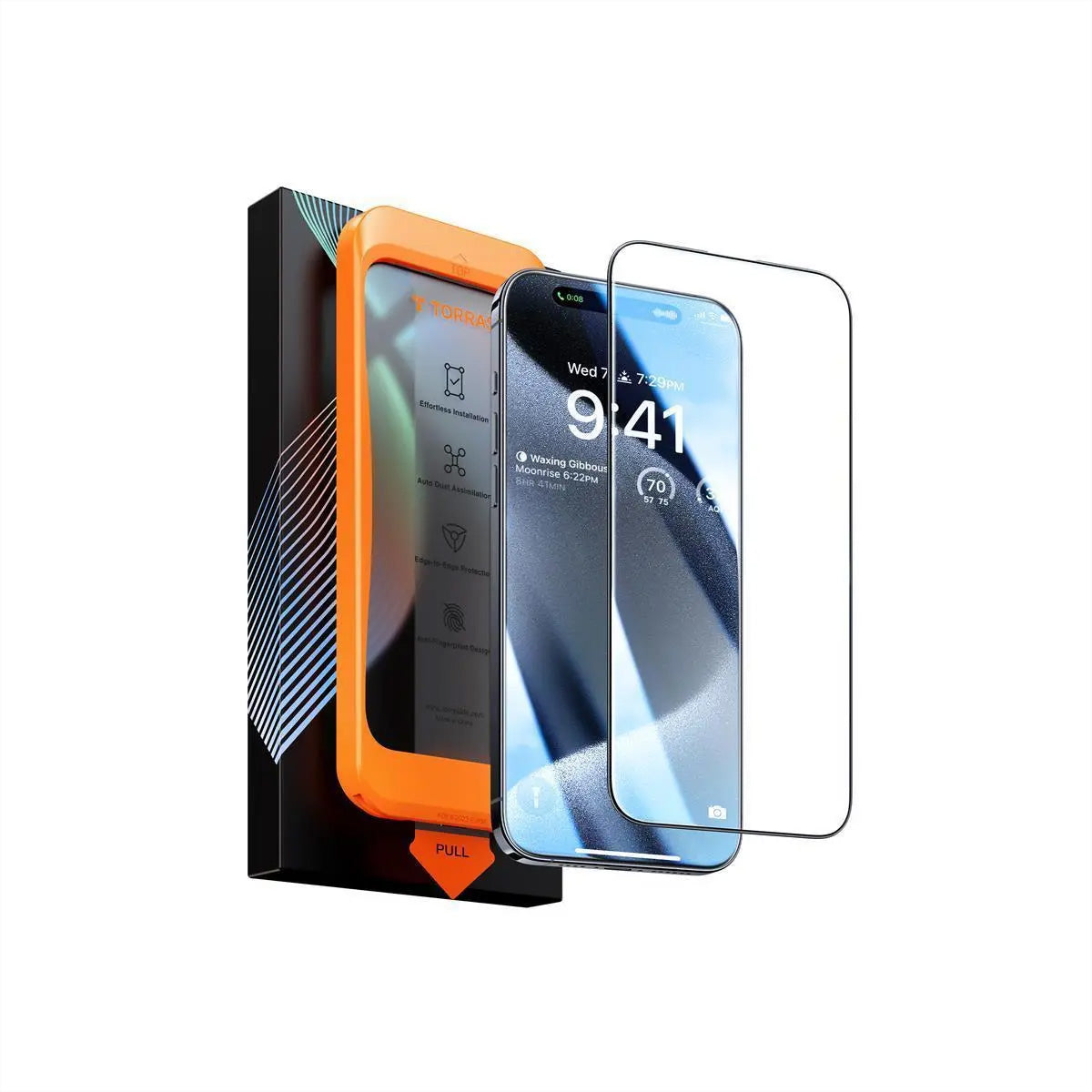 Torras Displayschutz (Panzerglas), fettabweisend – für iPhone 15 Pro Max – mit Applikator
