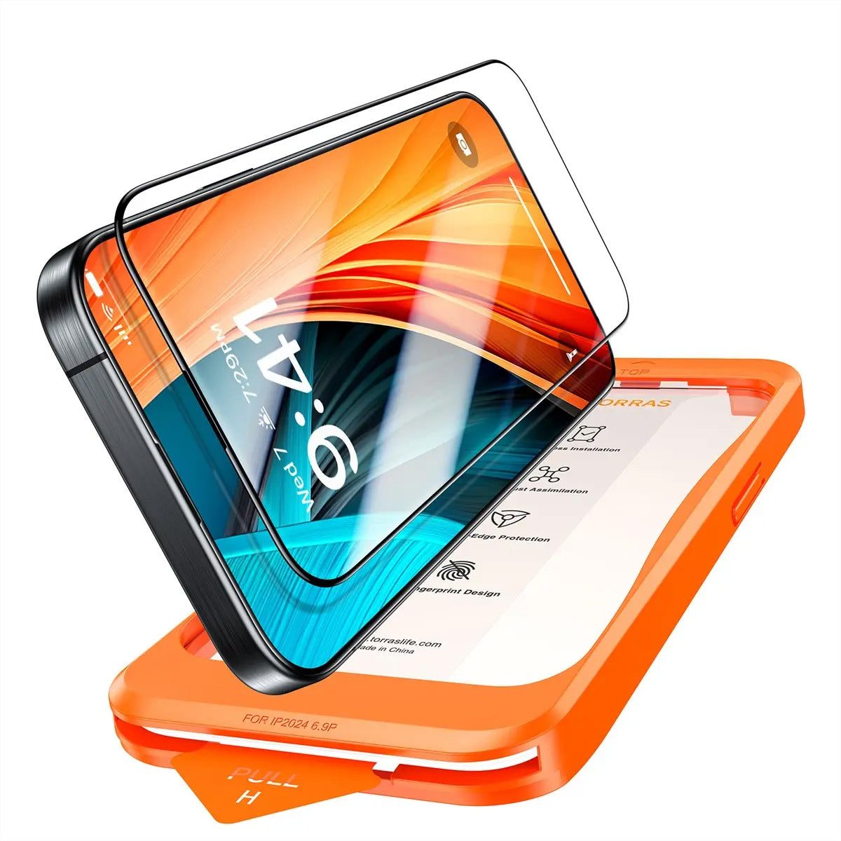 Torras Displayschutz (Panzerglas), fettabweisend – für iPhone 16 – mit Applikator