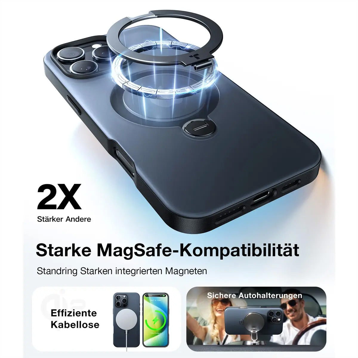 Torras UPRO Ostand Spin Backcover – für Apple iPhone 16 Pro, mit Ständer, PC, Schwarz
