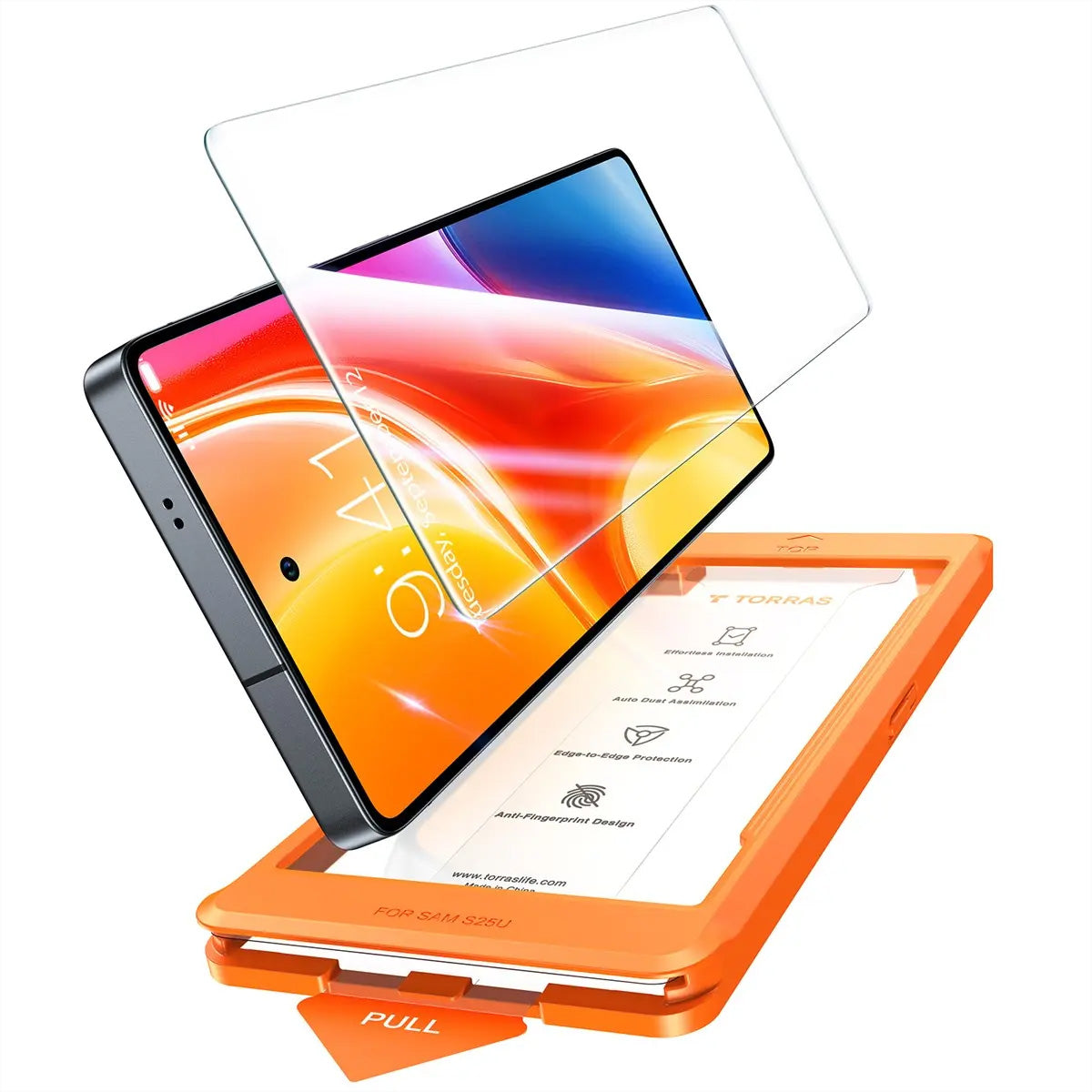 Torras Displayschutz (Panzerglas), fettabweisend – für Galaxy S25 Ultra – mit Applikator
