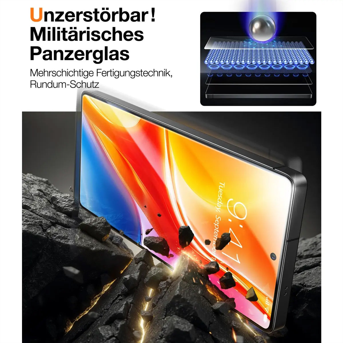 Torras Displayschutz (Panzerglas), fettabweisend – für Galaxy S25 Ultra – mit Applikator