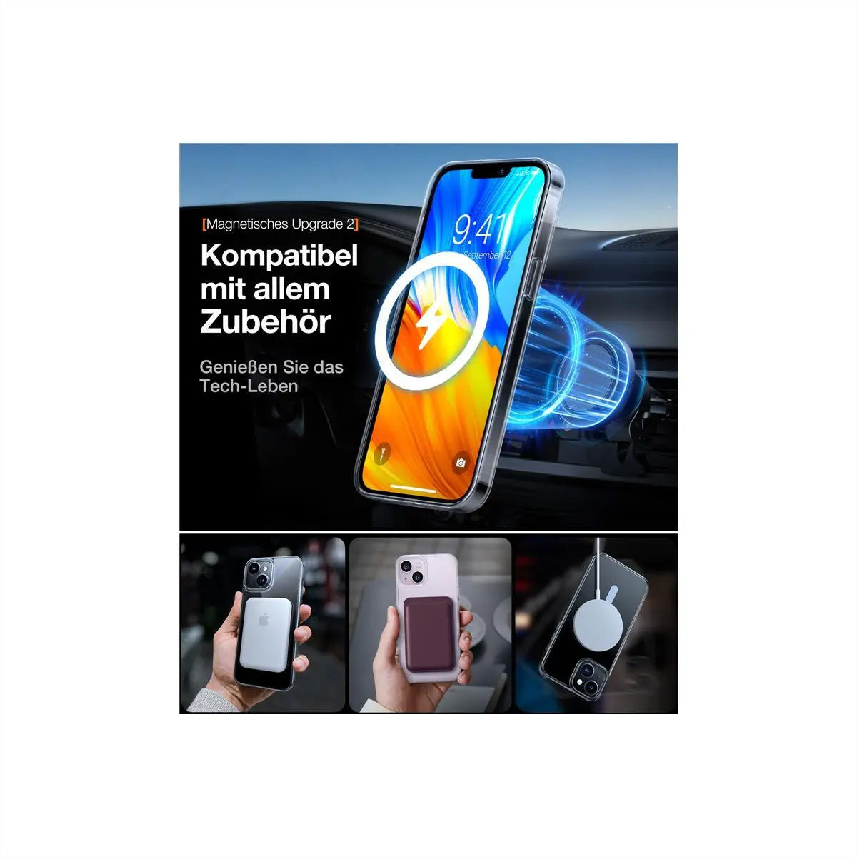Torras Diamond Backcover – für Apple iPhone 15, MagSafe, Kunststoff, Transparent