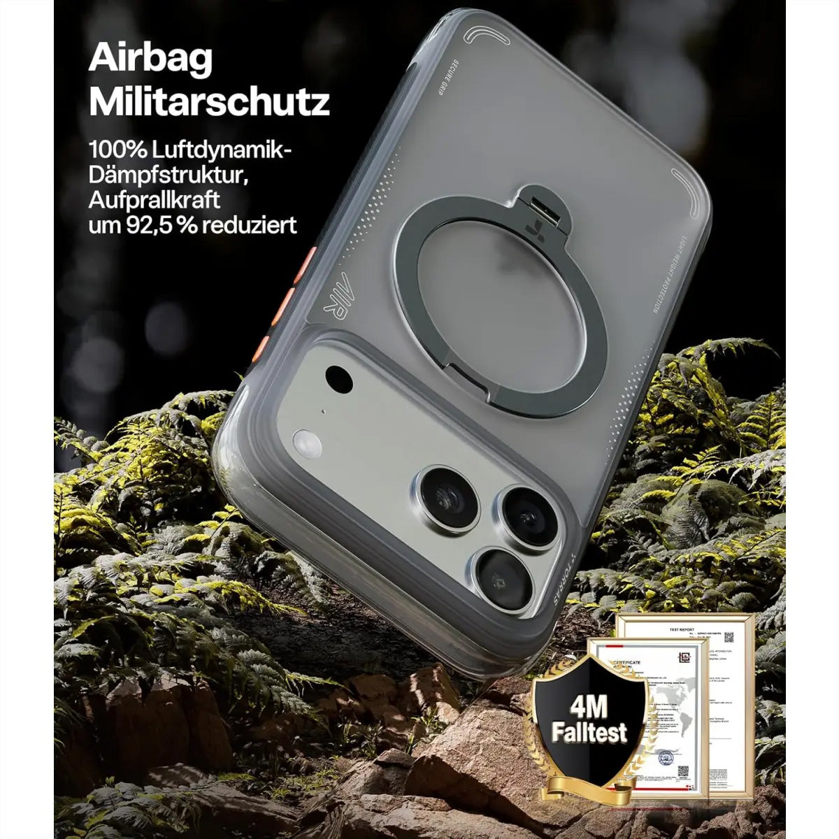 Torras Ostand Q3 Air Backcover – für Apple iPhone 17 Pro Max, MagSafe, mit Ständer, PC, Schwarz