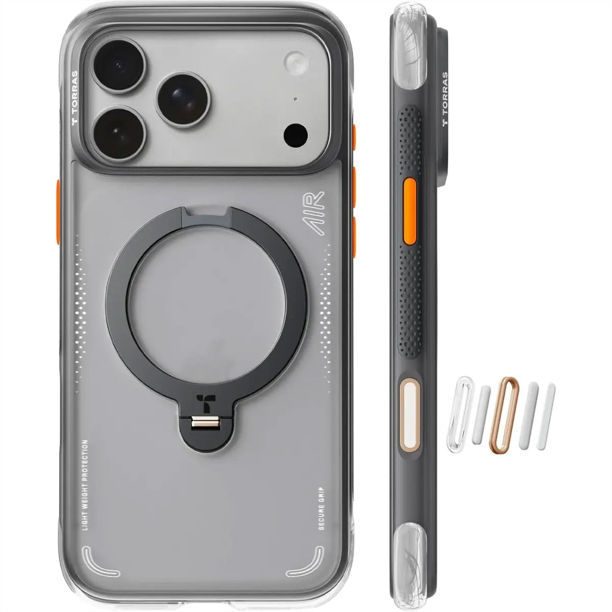 Torras Ostand Q3 Air Backcover – für Apple iPhone 17 Pro, MagSafe, mit Ständer, PC, schwarz