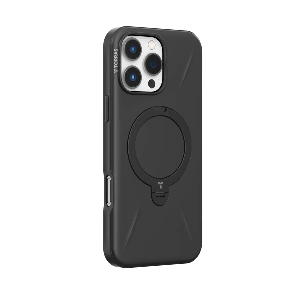 Torras Ostand 360 Spin Fusion Backcover – für Apple iPhone 16 Pro Max, MagSafe, mit Ständer, PC+TPU, Schwarz