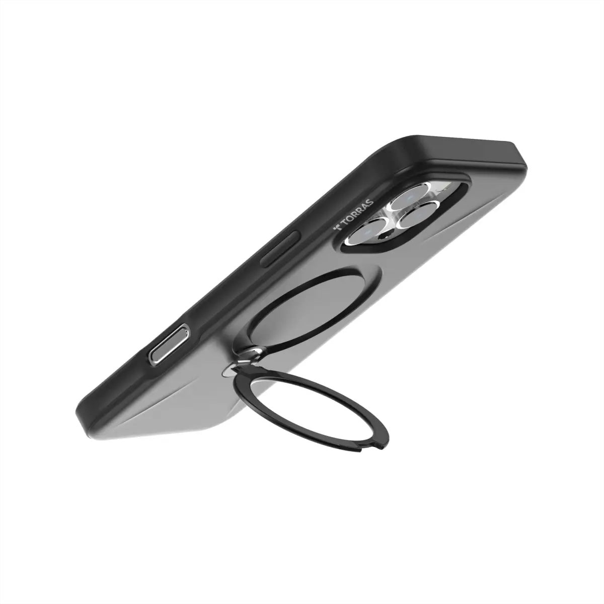 Torras Ostand 360 Spin Fusion Backcover – für Apple iPhone 16 Pro Max, MagSafe, mit Ständer, PC+TPU, Schwarz