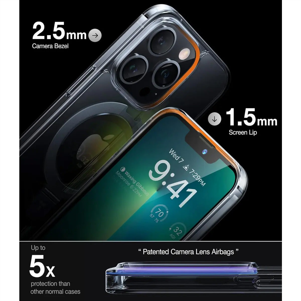 Torras UPRO Ostand Backcover – für Apple iPhone 13 Pro, MagSafe, mit Ständer, PC+TPU, transparent
