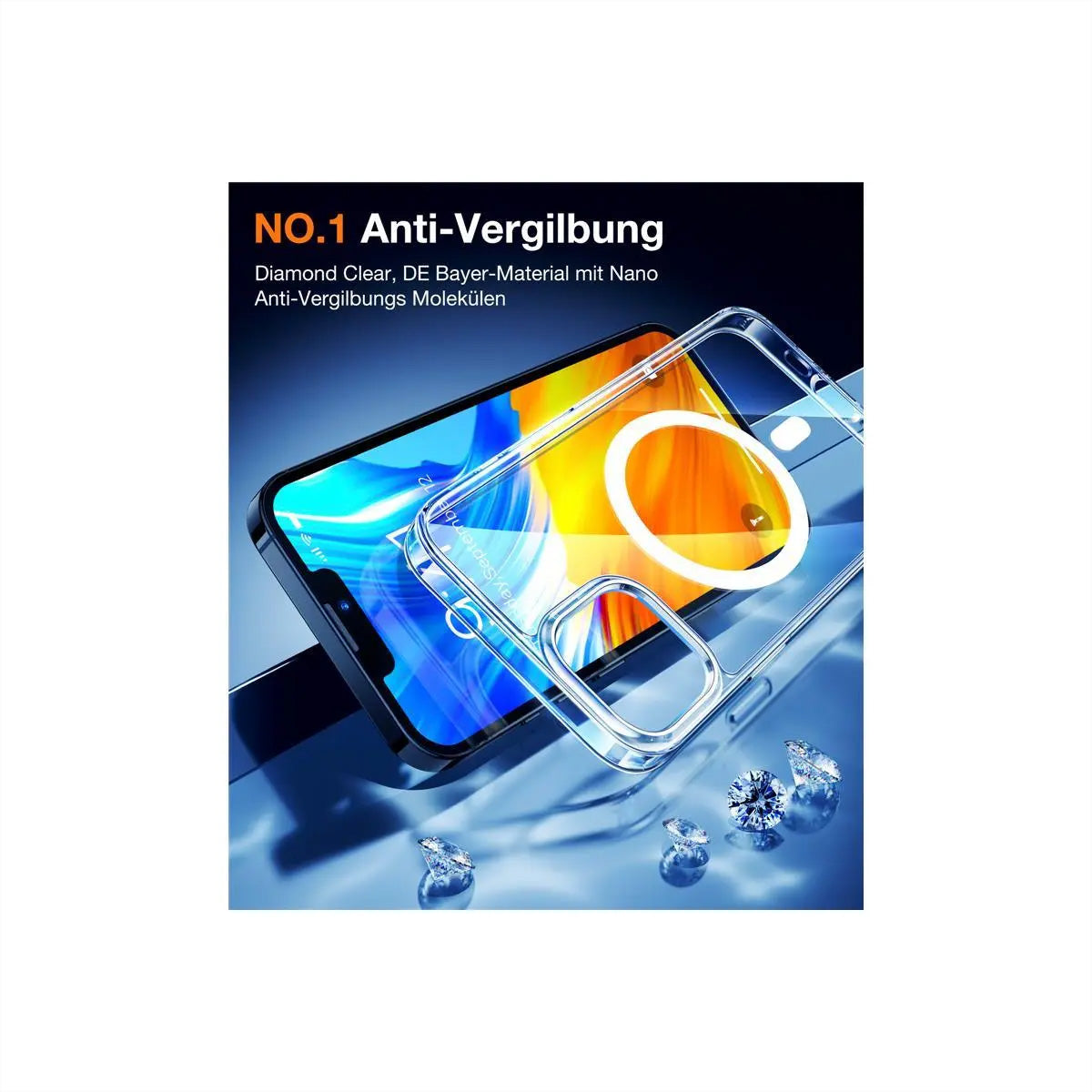 Torras Diamond – Backcover – für Apple iPhone 15 Plus, MagSafe, PC+TPU, Transparent
