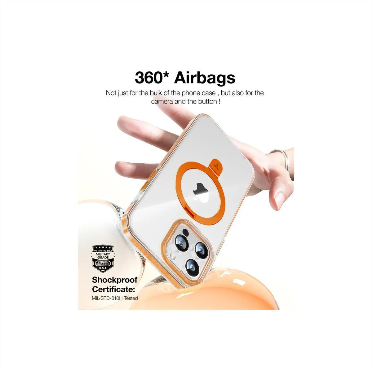 Torras UPRO Ostand Hue Backcover – für Apple iPhone 15 Pro, PC+TPU, Transparent, stoss- & kratzfest