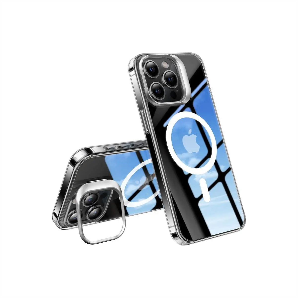 Torras Backcover – für Apple iPhone 15 Pro Max, MagSafe, mit Ständer, PC+TPU, Transparent