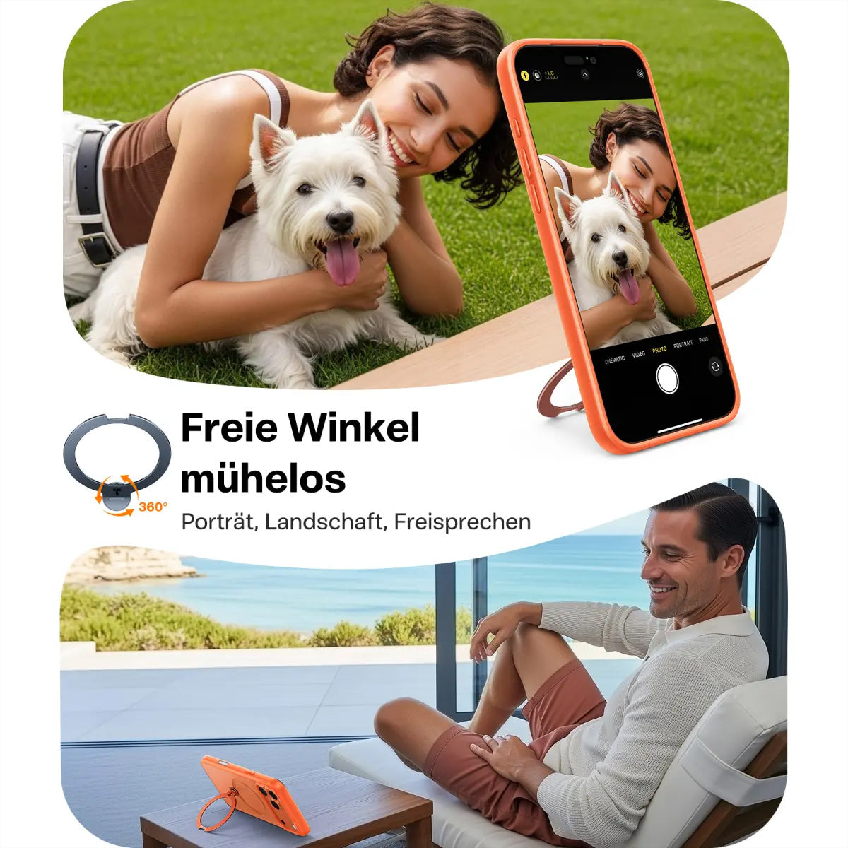 Torras UPRO Ostand Spin Backcover – für Apple iPhone 17 Pro Max, MagSafe, mit Ständer, PC+TPU, Orange