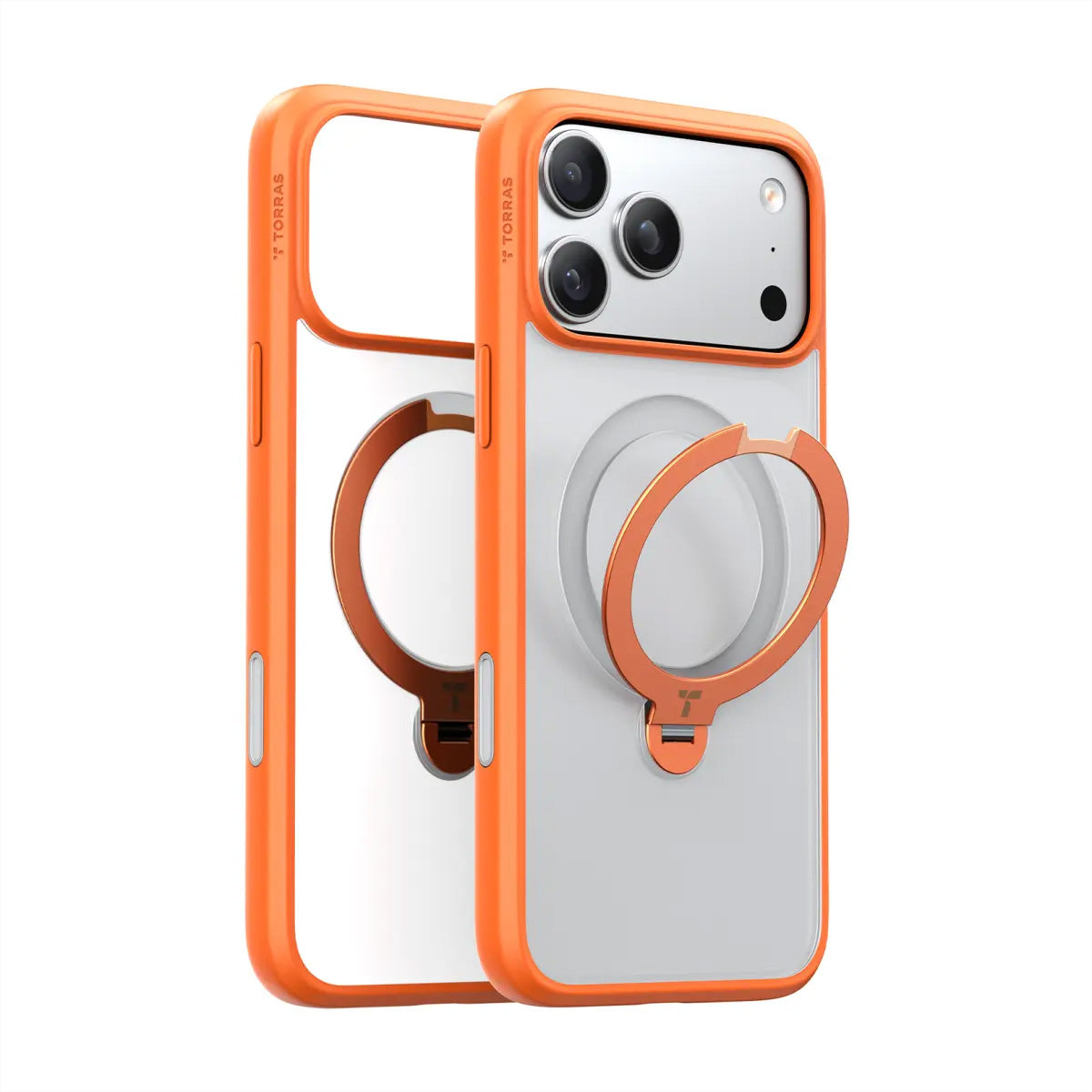 Torras UPRO Ostand Spin Backcover – für Apple iPhone 17 Pro Max, MagSafe, mit Ständer, PC+TPU, Orange