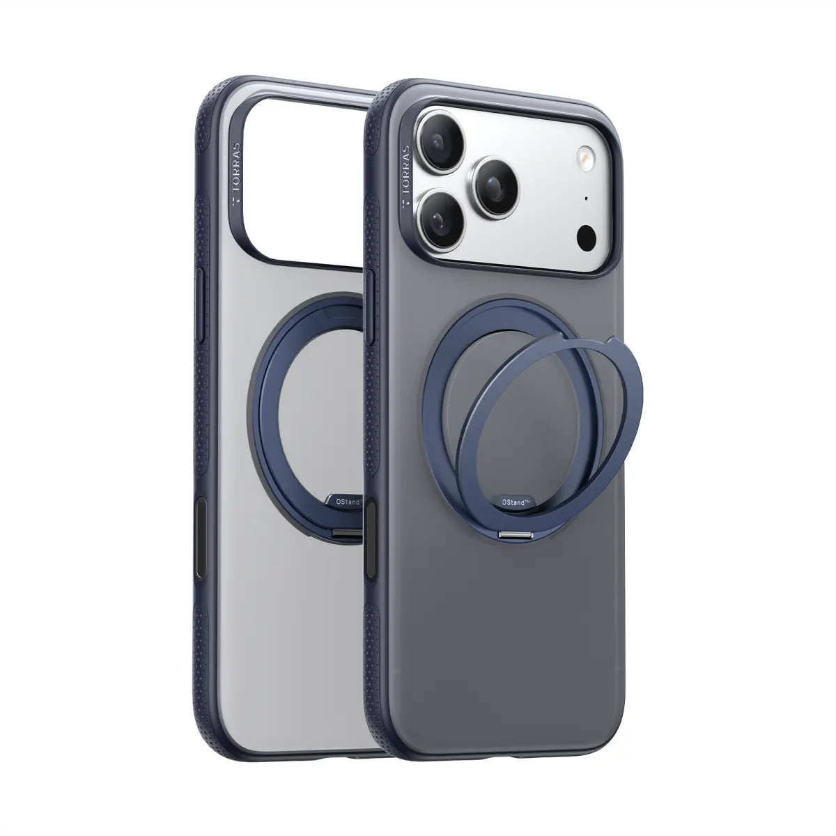 Torras Ostand R Fitness Backcover – für Apple iPhone 17 Pro, MagSafe, mit Ständer, PC+TPU, Blau, Ringhalter