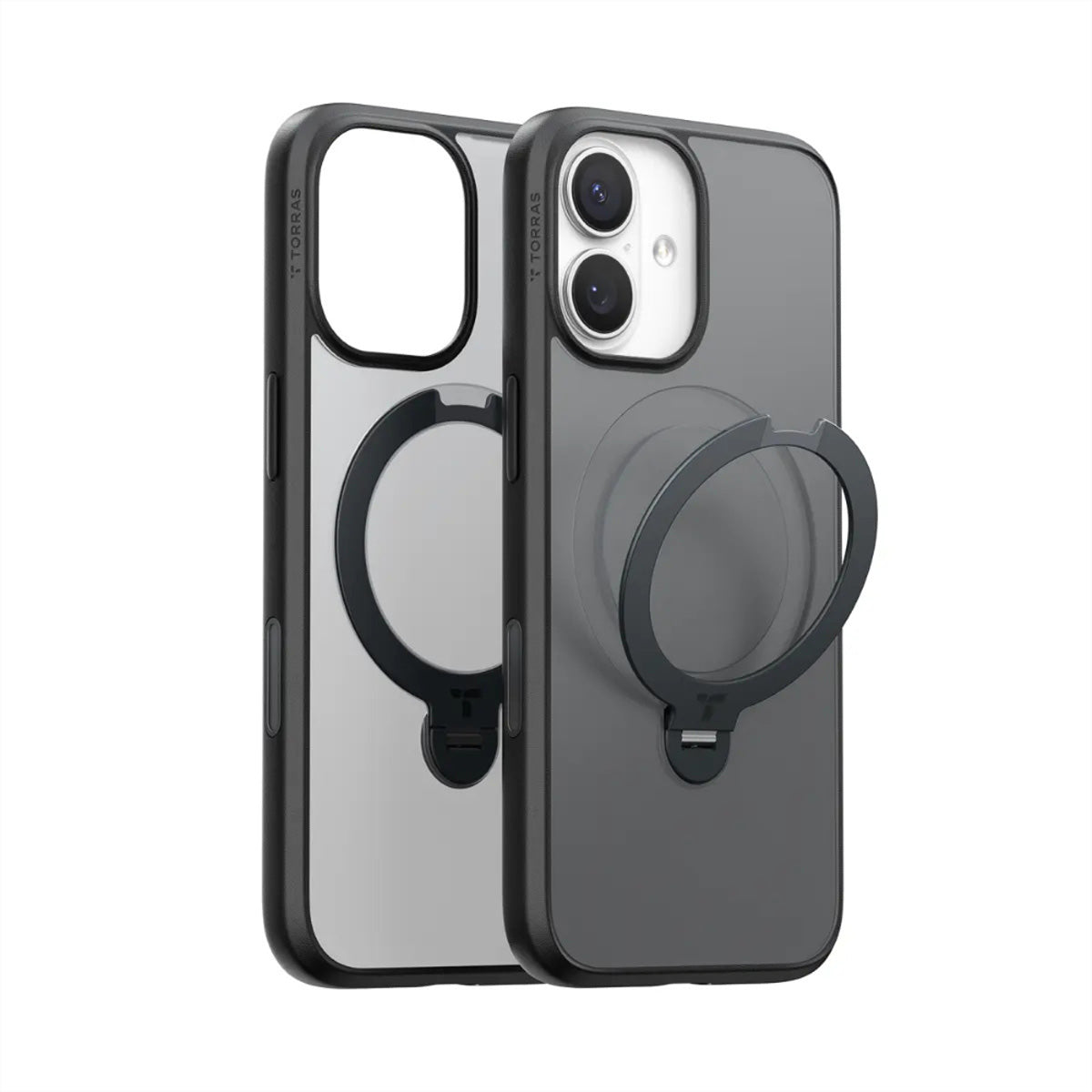 Torras Ostand Backcover – für Apple iPhone 17, MagSafe, mit Ständer, PC+TPU, schwarz