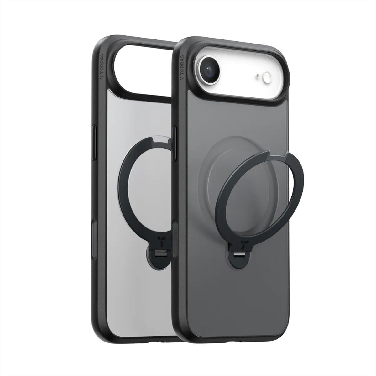 Torras Ostand 360° Backcover – für Apple iPhone 17 Air, MagSafe, mit Ständer, PC+TPU, Schwarz