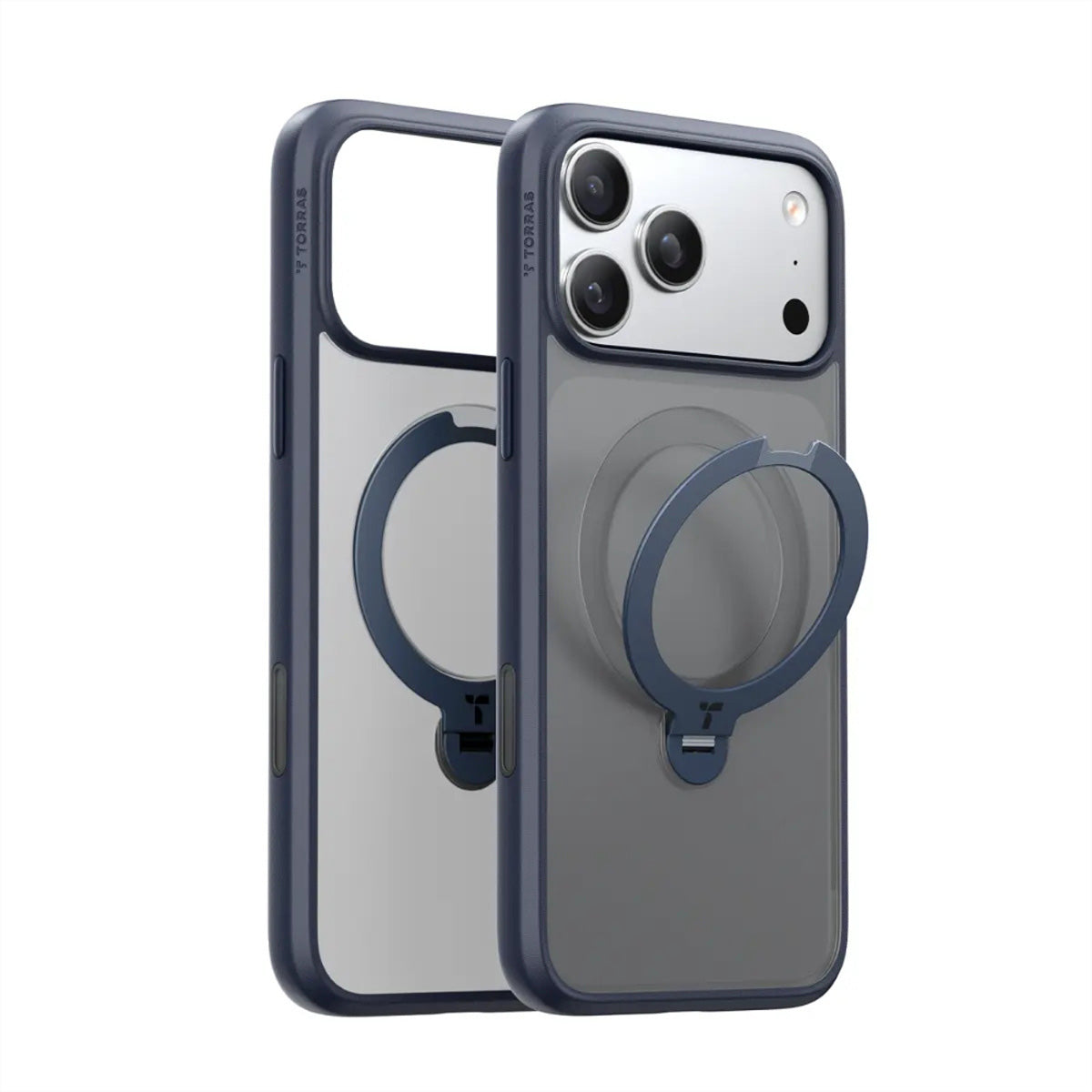 Torras Ostand 360° – Backcover – für Apple iPhone 17 Pro, MagSafe, mit Ständer, PC+TPU, Schwarz