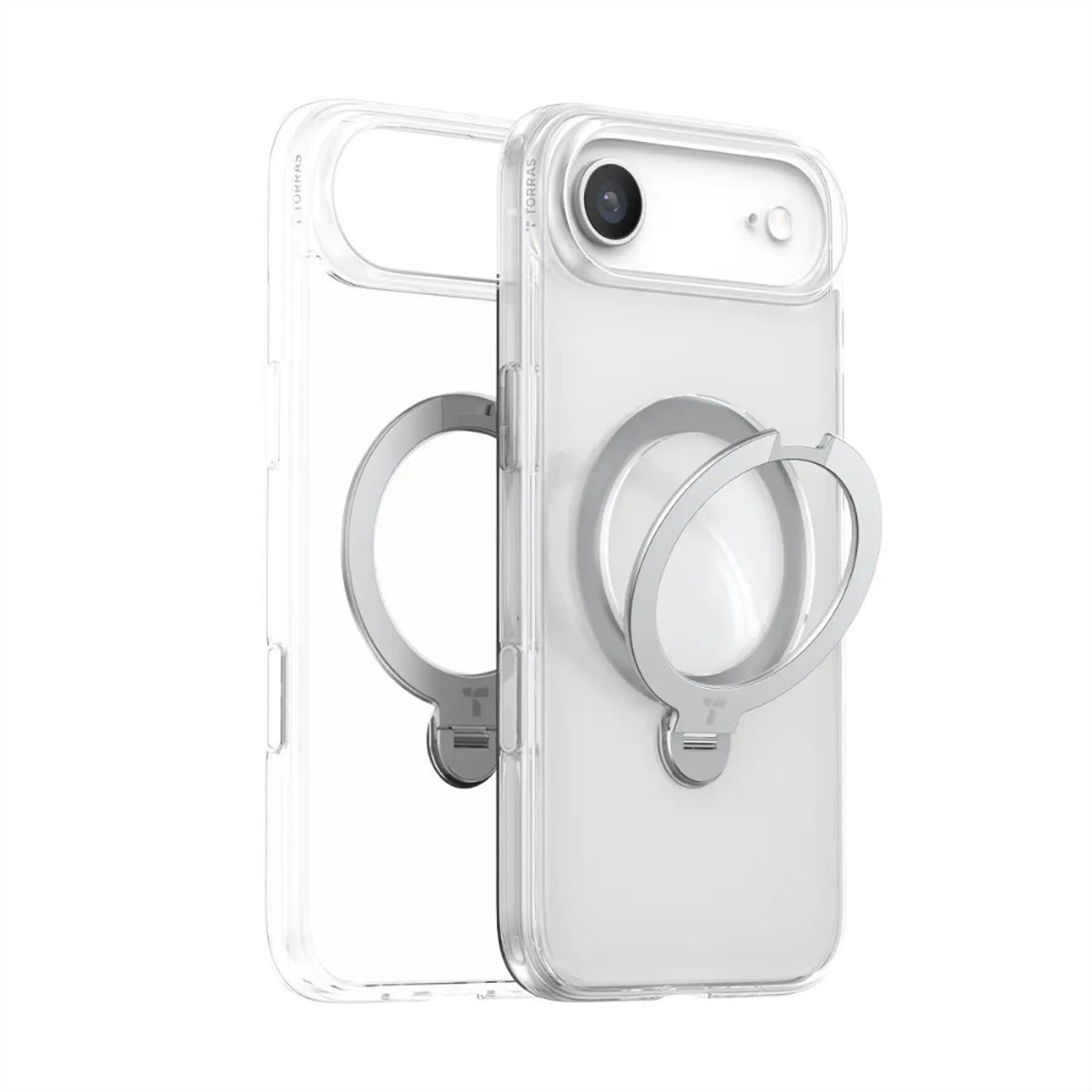 Torras Ostand 360° – Backcover – für Apple iPhone 17 Air, MagSafe, mit Ständer, Kunststoff, Transparent