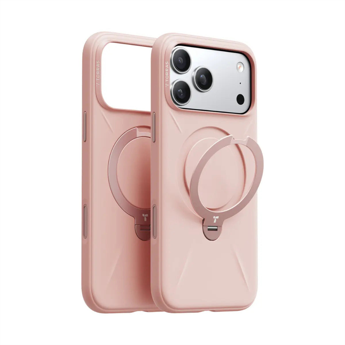 Torras Ostand Spin – Backcover – für Apple iPhone 17 Pro Max – MagSafe, mit Ständer, Kunststoff, Rosa