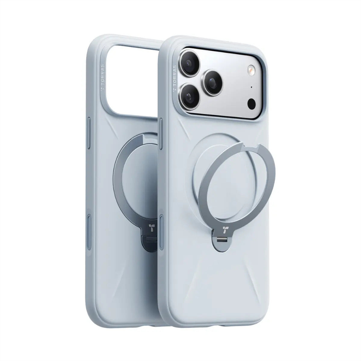 Torras Ostand Spin Softune Backcover – für Apple iPhone 17 Pro Max – MagSafe, mit Ständer, Kunststoff, Grau