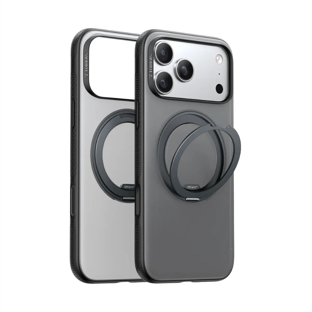 Torras Ostand R Fitness Backcover – für Apple iPhone 17 Pro, MagSafe, mit Ständer, PC+TPU, Schwarz
