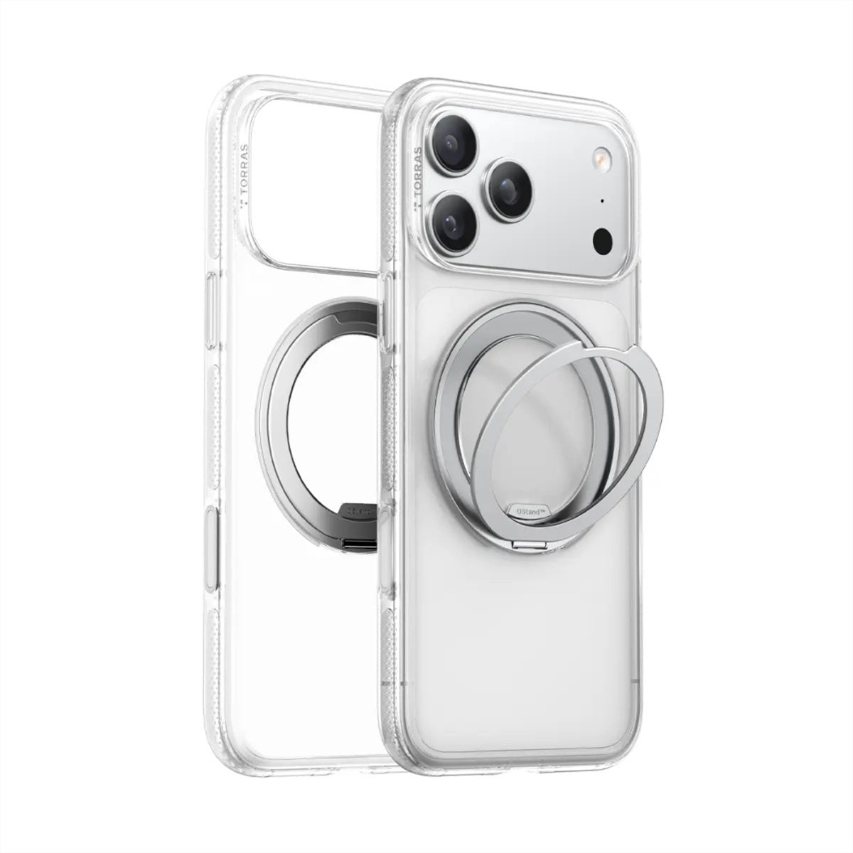 Torras Ostand R Fitness Backcover – für Apple iPhone 17 Pro, MagSafe, mit Ständer, PC+TPU, Transparent