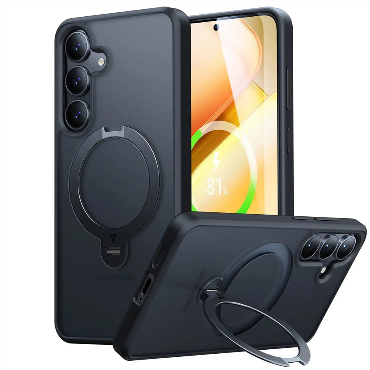 Torras Ostand Backcover – für Samsung Galaxy S25 – MagSafe, mit Ständer, Kunststoff, Schwarz